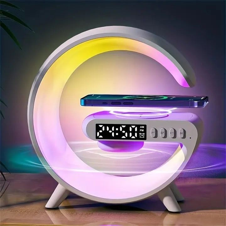 G63 Rgb Light Bluetooth Speaker With 10w Wireless Charging 4 In 1 Led Atmosphere Rgb Night Light Alarm Clock Desk Lamp Bluetooth Speaker Wireless Charging Modern