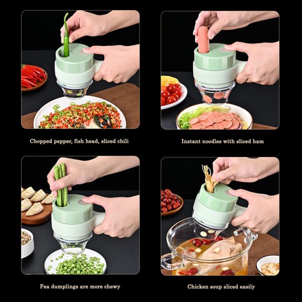 5 In 1 Handheld Hammer Electric Vegetable Cutter Set Mini Wireless Food Choppers Garlic Vegetable Chopper Slicer Machine ( Random Color )