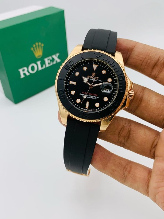 ( Golden ) Rolex Stylish Watch For Men Adjustable Rubber Strap | Heavy Master Lock | Steel Buzzle Working