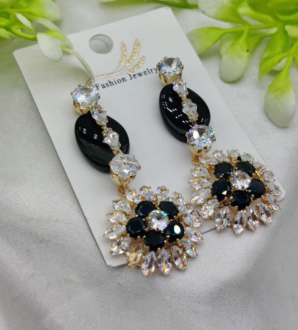 Imported Radiant Luxe Crystal Bloom Earrings – Elegance Redefined