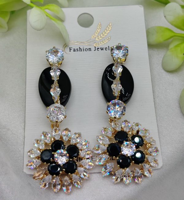 Imported Radiant Luxe Crystal Bloom Earrings – Elegance Redefined