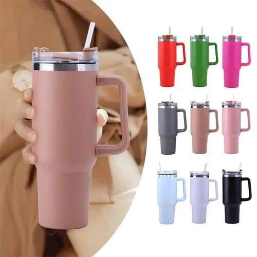 Insulated Tumbler With Handle Straw 40oz Stainless Steel Vacuum Cup