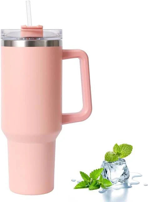 Insulated Tumbler With Handle Straw 40oz Stainless Steel Vacuum Cup