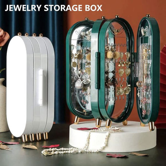 Jewellery Box Organiser With Mirror – Foldable Exquisite Dustproof Jewelry Storage Case