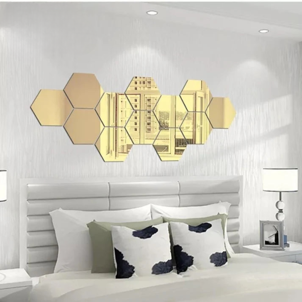 3d Acrylic Hexagon Simple Mirror-surface Geometric Diy Art Mural For Home Decoration Wall