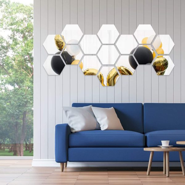 3d Acrylic Hexagon Simple Mirror-surface Geometric Diy Art Mural For Home Decoration Wall