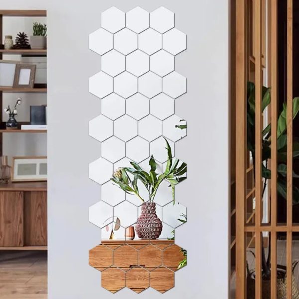 3d Acrylic Hexagon Simple Mirror-surface Geometric Diy Art Mural For Home Decoration Wall