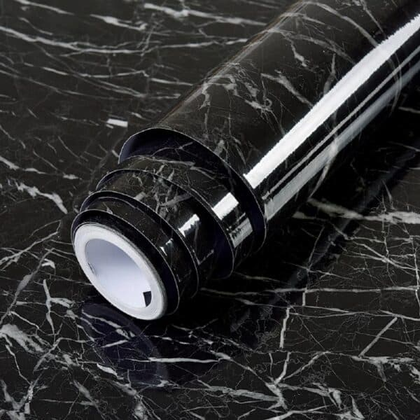 Self-adhesive Kitchen Marble Sheet- Waterproof Heat Resistant Sheet Wallpaper Black Sheet ( 60 X 200 Cm )